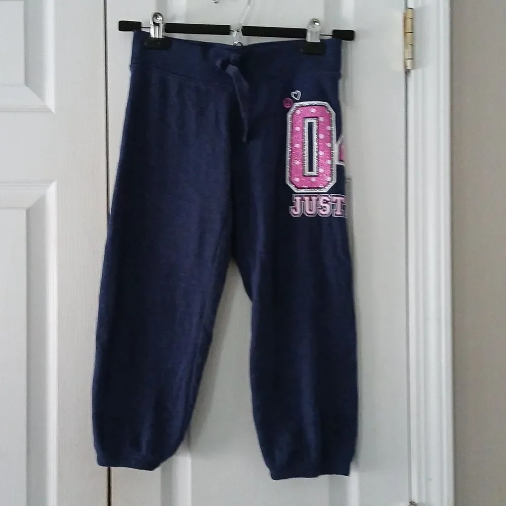 Justice navy purple sweatpants capris Sz 10 NWOT